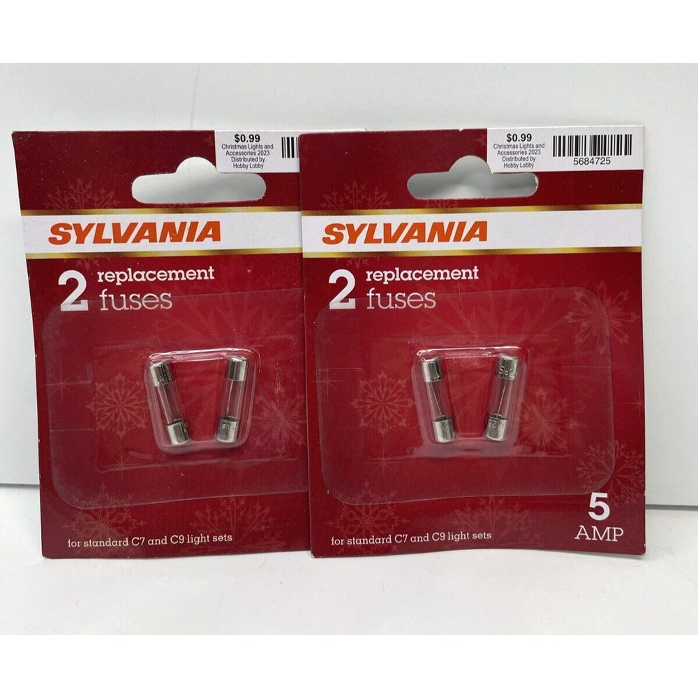 Christmas Sylvania 6 Replacement Bulbs 5 AMP Fuses For Indoor or Outdoor NEW